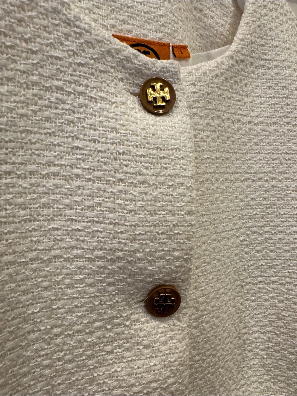 NEW✨NEW✨Tory Burch Cream Bouclé Button Jacket with Gold Buttons size S